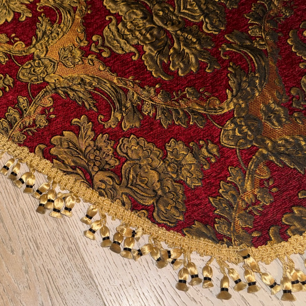 Croscill Imperial Empress Brocade Red Gold Valance tassels 40”X31” Ascot New - Picture 4 of 6
